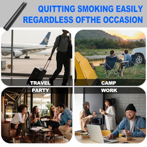 quit bad habit air device - upgraded version smokeless inhaler for smoking cessation  refreshing refresh with natural plant extract  4 flavors  lifts spirits  black