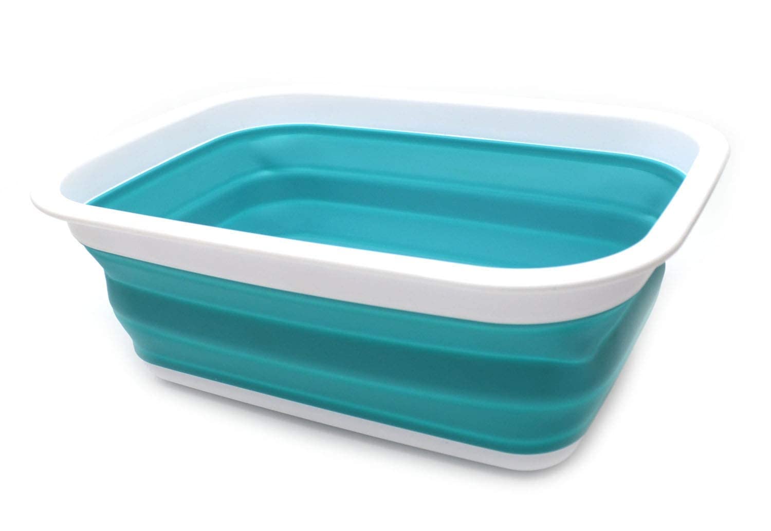 SAMMART Bassine pliable et portable pour pique-nique, courses et rangement gain de place Bleu clair 9,2 l
