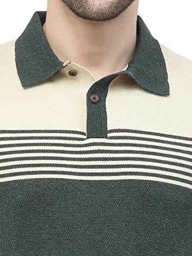Image of Kalt Mens Basic Solid Full Sleeves Polo Cotton Blend Knitted Regular Fit Polo-Neck T-Shirts with Collar Stylish