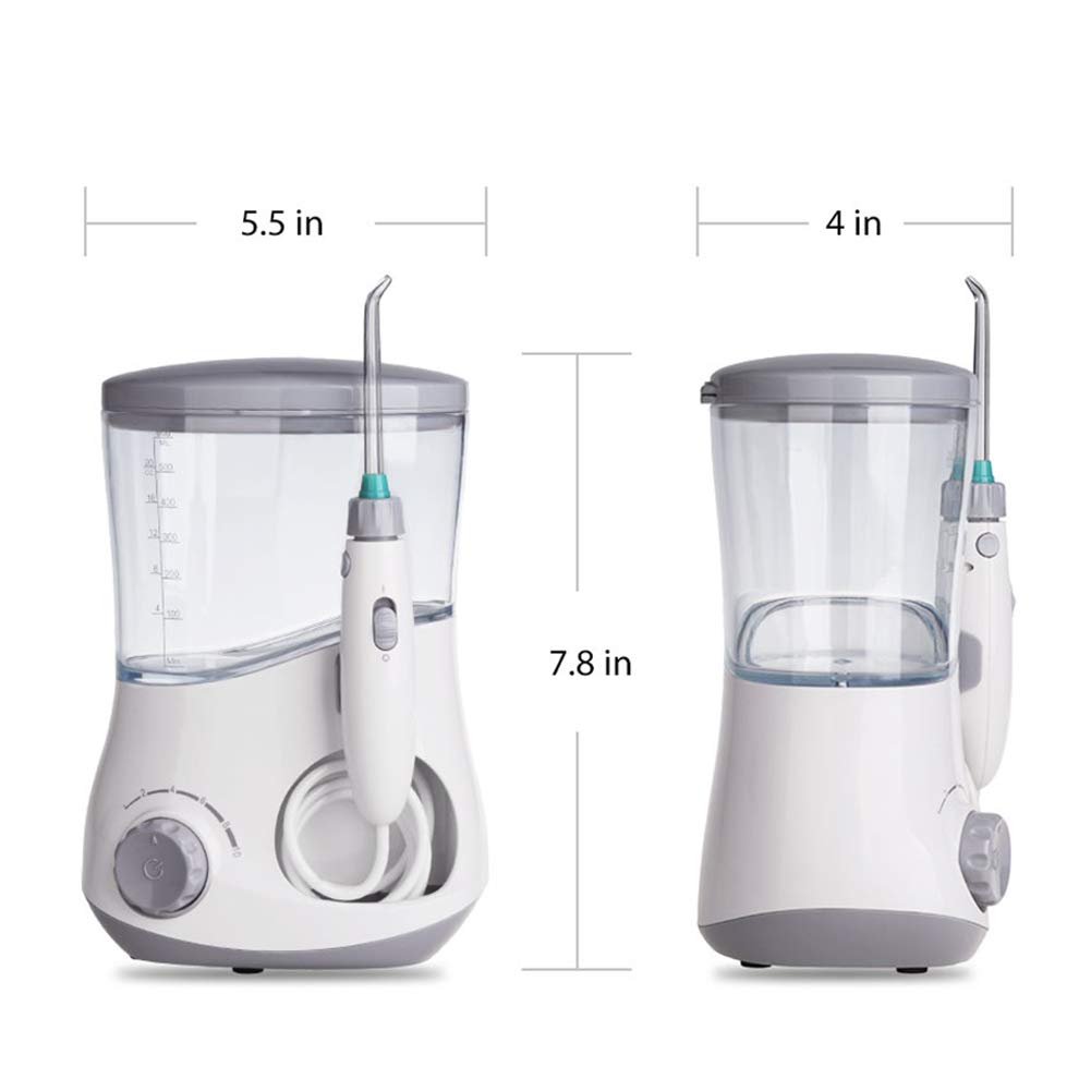Munddusche Zahnwasserflosser Wasserstrahlreiniger Dental mit 7 Spitzen, 800 ml Fassungsvermögen, für die Mundpflege in der Familie