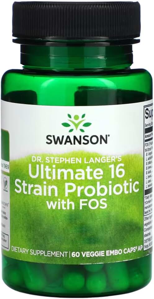 Probiótico Ultimate 16 Swanson com Fos 60 Caps Importado