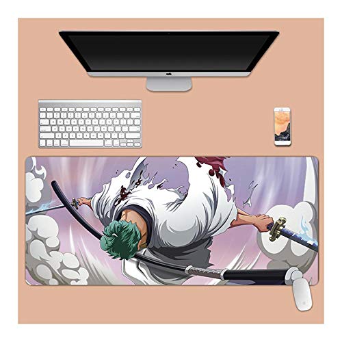 One Piece 900x400mm Tapis de Souris XXL Multifonction Gaming Mousepad XXL Grand sous Main, Anime Souris 3mm Bureau Anti-Glissant Surface Texturée pour Ordinateur, R