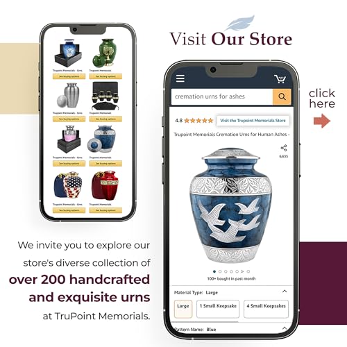 Image of Trupoint Memorials Cremation Urns for Human Ashes for Male or Female, Funeral Memorial Urns for Men & Women, Blue Birds, Adult (200LB)