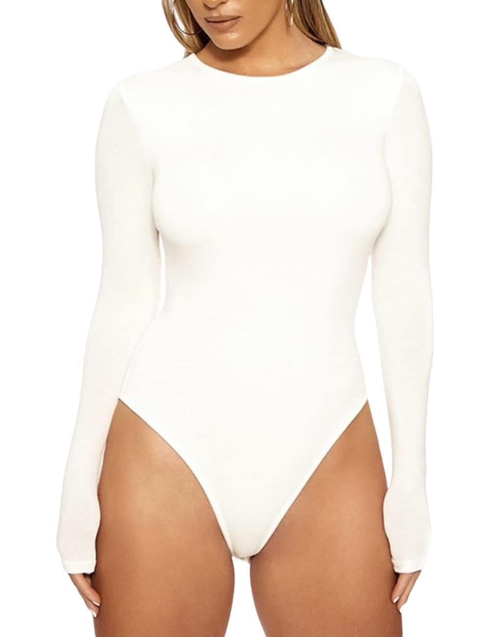 Body damskie z długim rękawem, eleganckie body z długim rękawem, seksowne body z okrągłym dekoltem, wąskie, damskie body ze streczem, długie rękawy, koszulka z długim rękawem