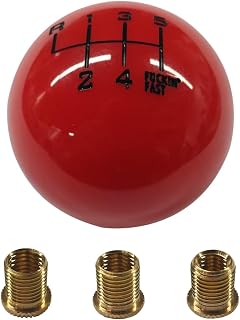 UHANBUT Red Resin 6-Speed Gear Shift Knob with M8x1.25/M10x1.5/M10x1.25 Adapters - Universal Manual Transmission Shifter for Cars, SUVs, Trucks