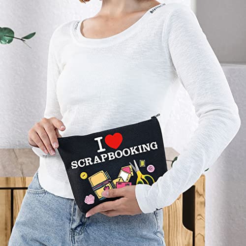 Image of WZMPA Scrapbook Lovers Cosmetic Makeup Bag Scrapbook Fan Gift I Love Scrapbooking Zipper Pouch Bag Scrapbook Merch (Scrapbooking BL)