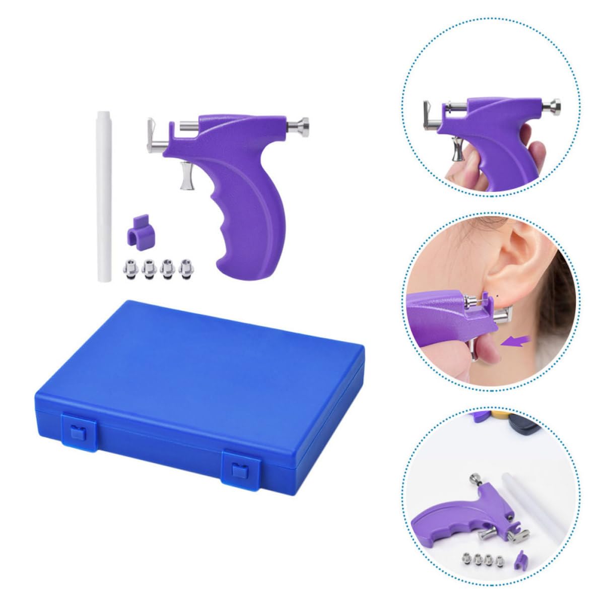 Stainless Steel Ear Puncture Device for Accurate Positioning Purple