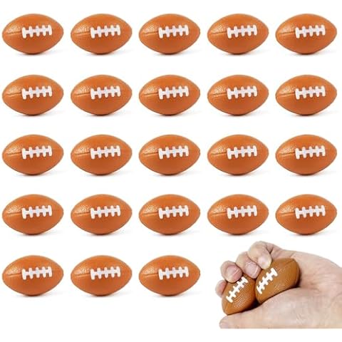Fulanfudi 24 PCS Football Cupcake Toppers Foam Mini Soccer Stress Ball Soccer Ball Cupcake Picks Football Theme Cake Topper for Kids Stress Relief Relaxation Party Decoration School Carnival Reward Cover
