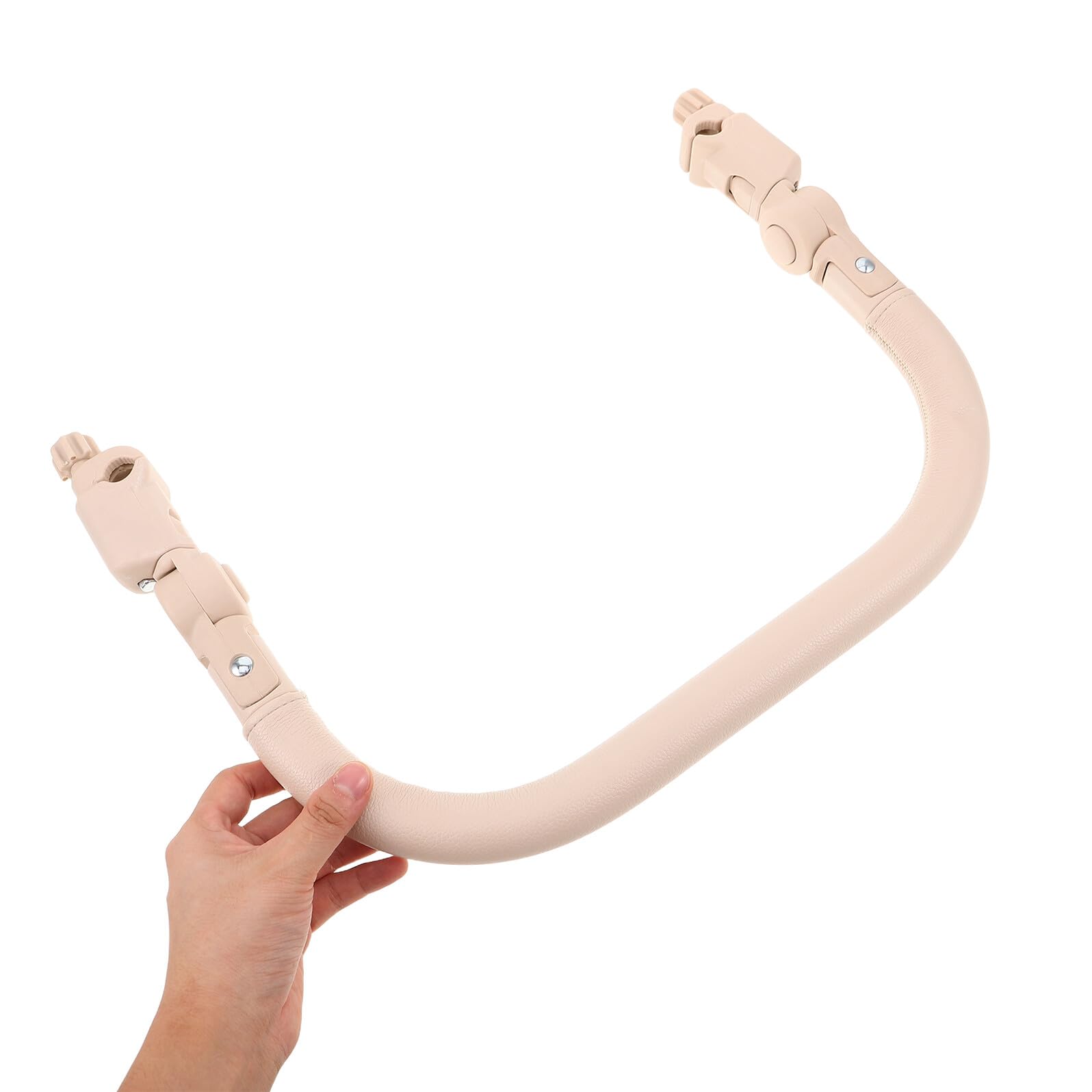 Barre de Maintien de Poussette Bébé Beige, Poignée D'extension Réglable | Angle Ajustable, Couverture Pu Lisse, Montage Simple D'une Main, Usage Extérieur
