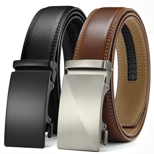 CHAOREN Leather Ratchet Belt Men 2 Pack – Customizable Fit, Effortless Style (35mm)