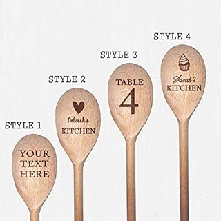 Personalised Beech Wood Wooden Mixing Spoon/Cooking Utensil, Any Text or Message can be Engraved, Gift for Any Occasion