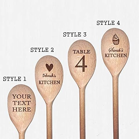 Personalised Beech Wood Wooden Mixing Spoon/Cooking Utensil, Any Text or Message can be Engraved, Gift for Any Occasion Cover