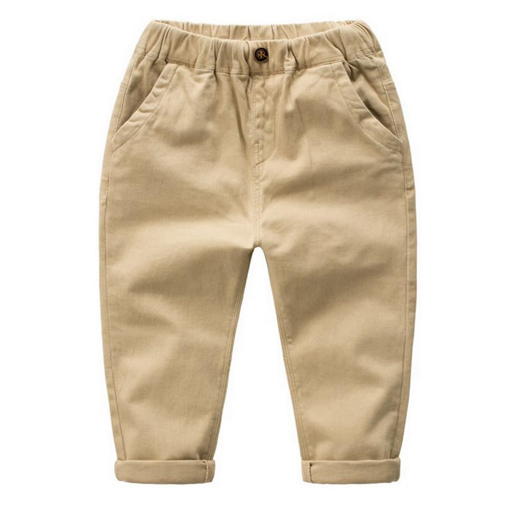 Deniy Toddler Boys'Cotton Elastic Waist Trousers,Casual Pull on Jogger Pants