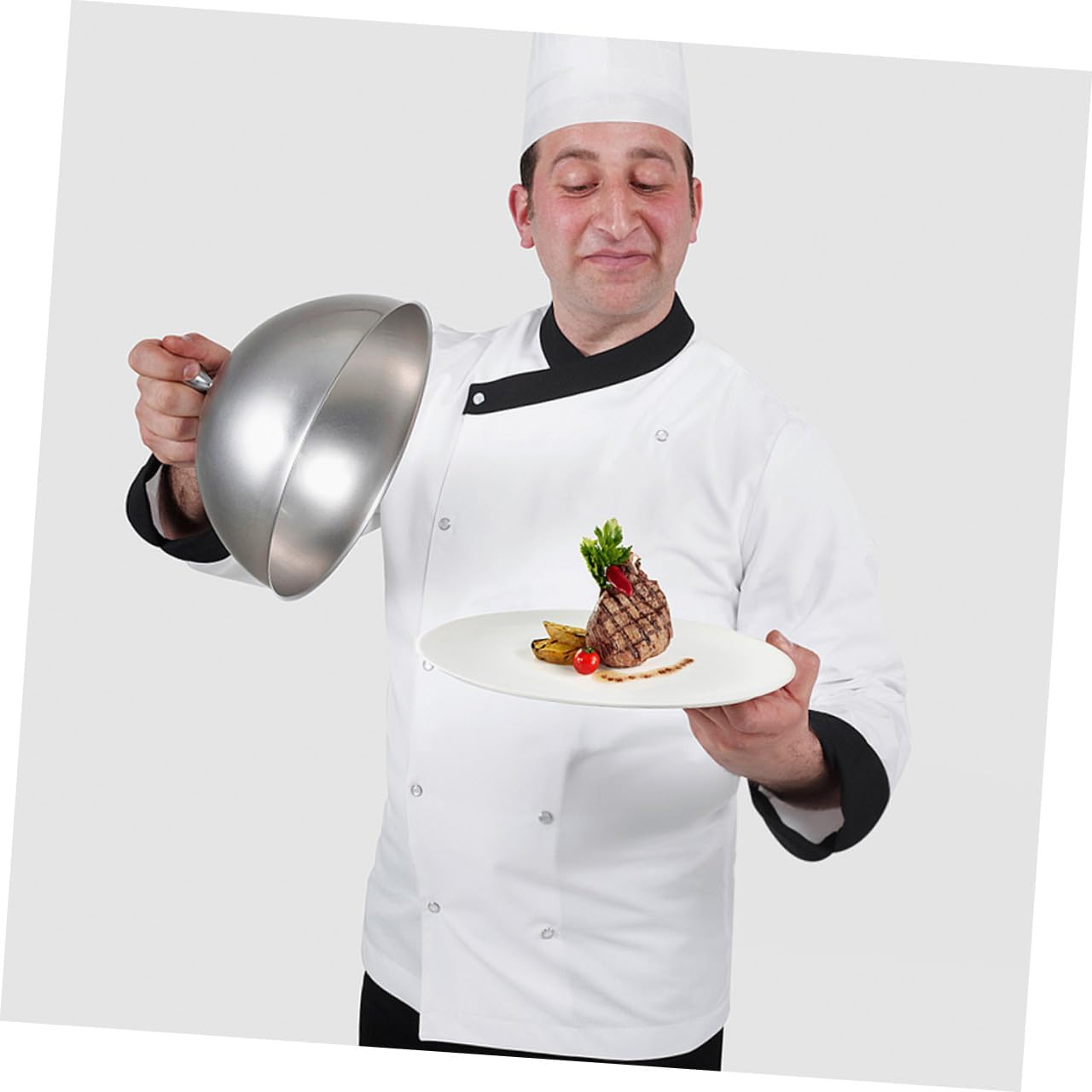 BESPORTBLE Stainless Steel Steak Cover Oilproof Food Dome 26cm Protective Household Kitchen Gadget for Grill and Griddle Plate Use