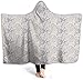Produktbild hgdfhfgd Hooded Blanket Hood Cloak Cape Wearable Cuddle Super Soft Sherpa Fleece 3D Blanket, Vintage Floral Arrangement Romantic Spring Season Antique Plants Pattern fashion11622