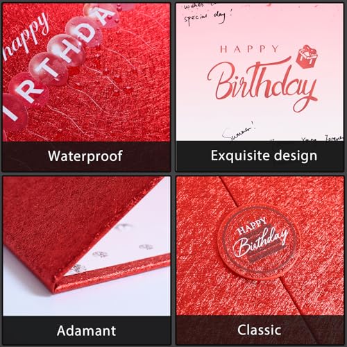 Image of Crenics Red Birthday Decorations for Women Men, Creative Birthday Guest Signature Book Alternative 18 inch x 12 inch, Awesome Birthday Gifts for Girls or Boys