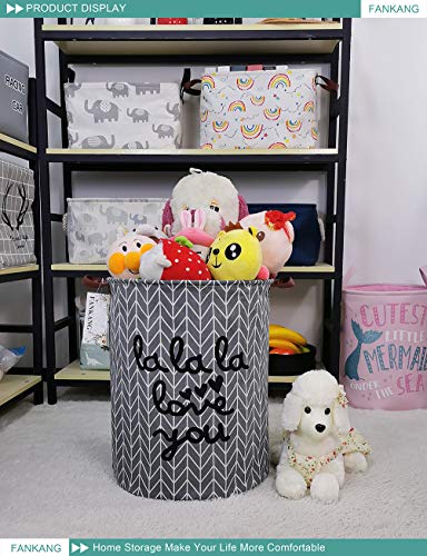 FANKANG Storage Basket, Nursery Hamper Canvas Laundry Basket Foldable with Waterproof PE Coating Large Storage Baskets for Kids Boys and Girls, Office, Bedroom, Clothes,Toys(lala)