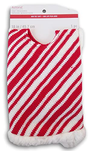 Red And White Peppermint Candy Stripe Miniature Knit Christmas Tree Skirt - 18 X 18 Inches #TOP30