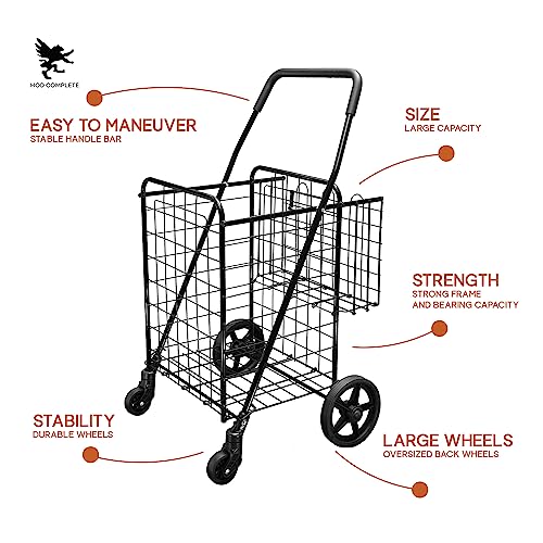 Mod Complete Folding Shopping Cart With Patent Pending Swivel Wheels And Double Basket, Large S-2081 #TOP4