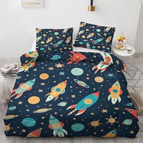 QEODAH Housse de Couette Enfant Espace Cover