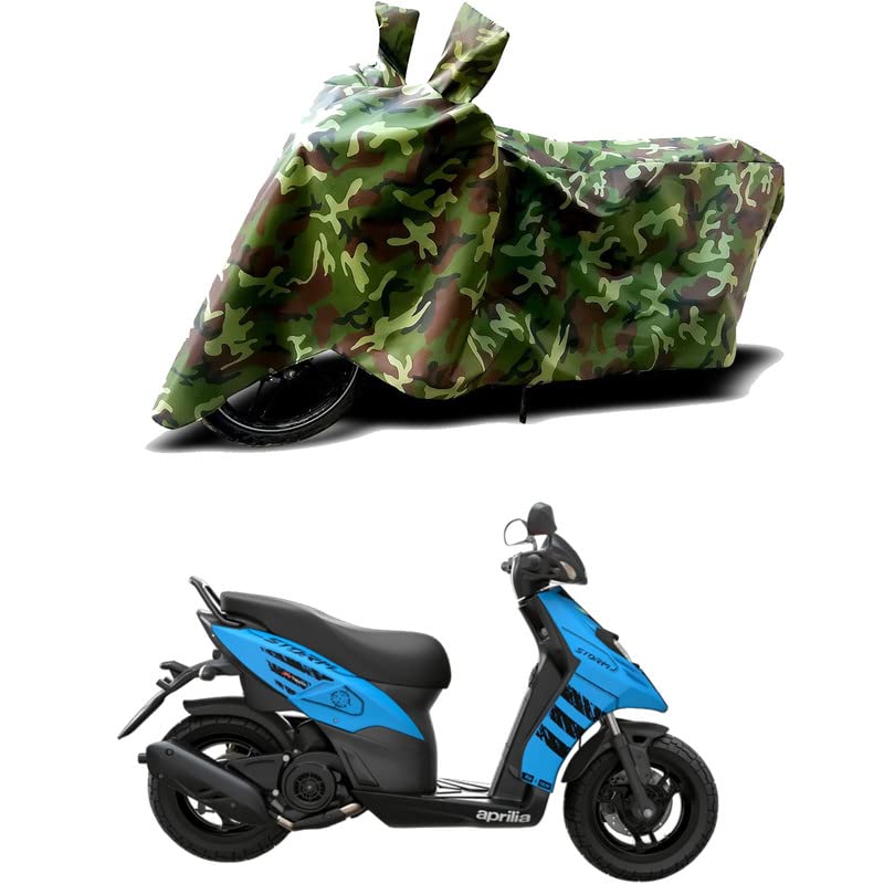 Image of 100% Water Resistant Full Bike Scooty Two Wheeler Body Cover Compatible for Aprilia SR 125 /UV-Rays /Heat Protection /Birds Dropping /Scratchproof /Dust Proof /Waterproof /All Varients[Green MJ]