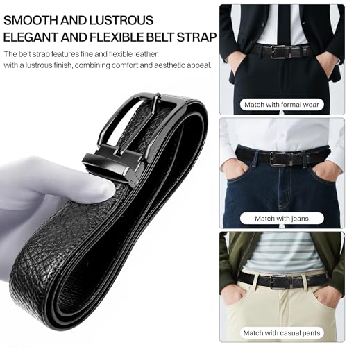Men Belt 1Pack-Leather Belt for Men-Dress Casual Golf Jeans-Adjustable-Fits 39–41" Waist-Fit for Business-Casual-Men's Gifts2
