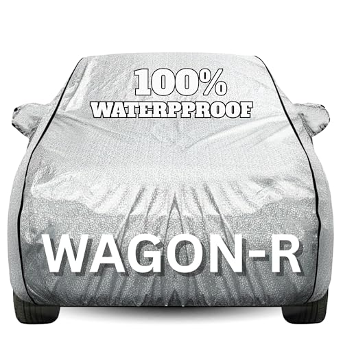 Image of Waterproof Car Body Cover - 100% Water Proof Custom Fit New Car Covers, Outdoor Full Protecting Cover for Wagon R (All Models) with Free Storage Bag - UV, Rain & Dust, All Weather Protection