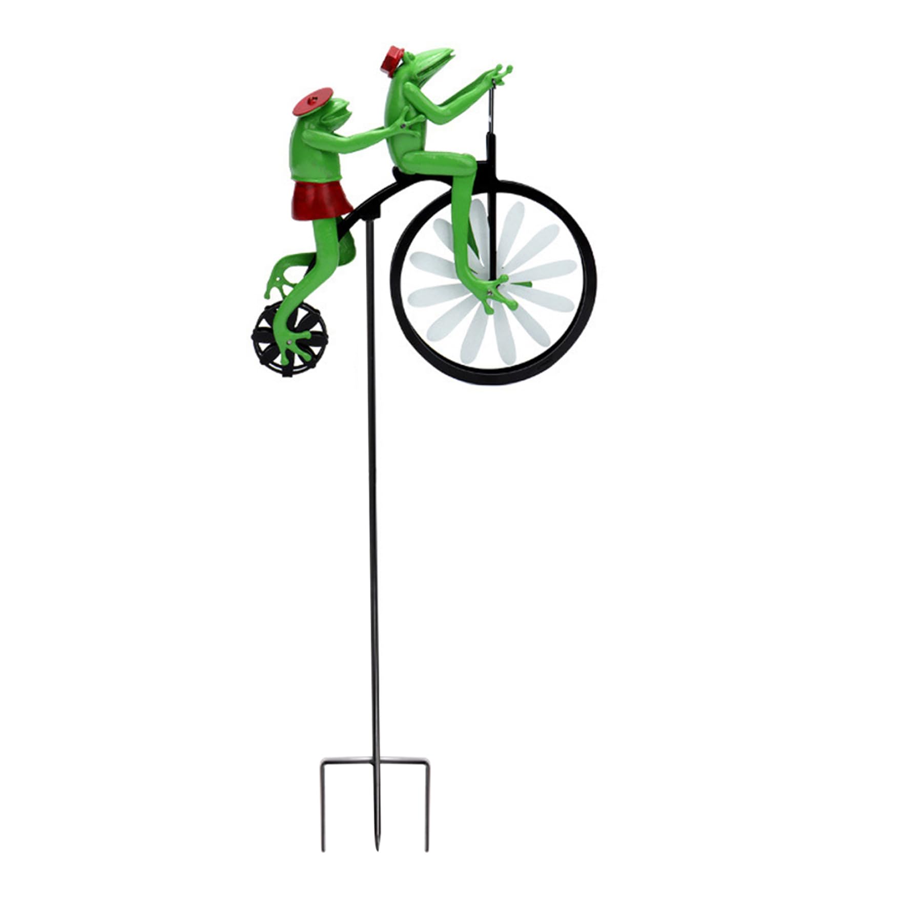 Windspinner Fahrrad Mit Tier – Metall, 64 Cm Hoch, Für Garten-Deko