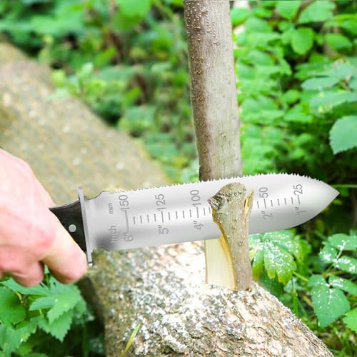 GARTOL Hori Hori Garden Knife with Leather Sheath, 7" Stainless Steel Blade, Full-Tang Wood Handle, Garden Tools for Weeding, Digging, Cutting and Planting, - Thumbnail 3