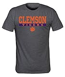 NCAA Clemson Tigers Mens NCAA Screenprinted Poly Cotton Blend Tee, Dark Heather, Large