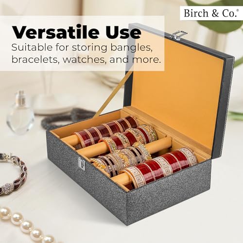Image of Birch & Co. Bangle Organizer - Bangles Box for Women - Chudi Box for Bridal - Bangle Storage Box for Bride, Durable & Elegant Bangle Holder, Perfect for Weddings & Everyday Use, Large, Black
