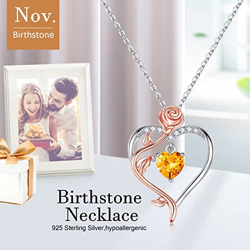 Iefil Rose Birthstone Necklace for Women, 925 Sterling Silver Natural or Created Gemstone Birthstone Necklace Anniversary Valentines Gifts for Her Mothers Day Birthday Christmas Gifts for Women Jewelry4