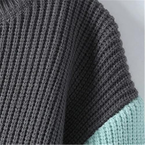 Men Turtleneck Sweaters Patchwork Knitted Pullovers3