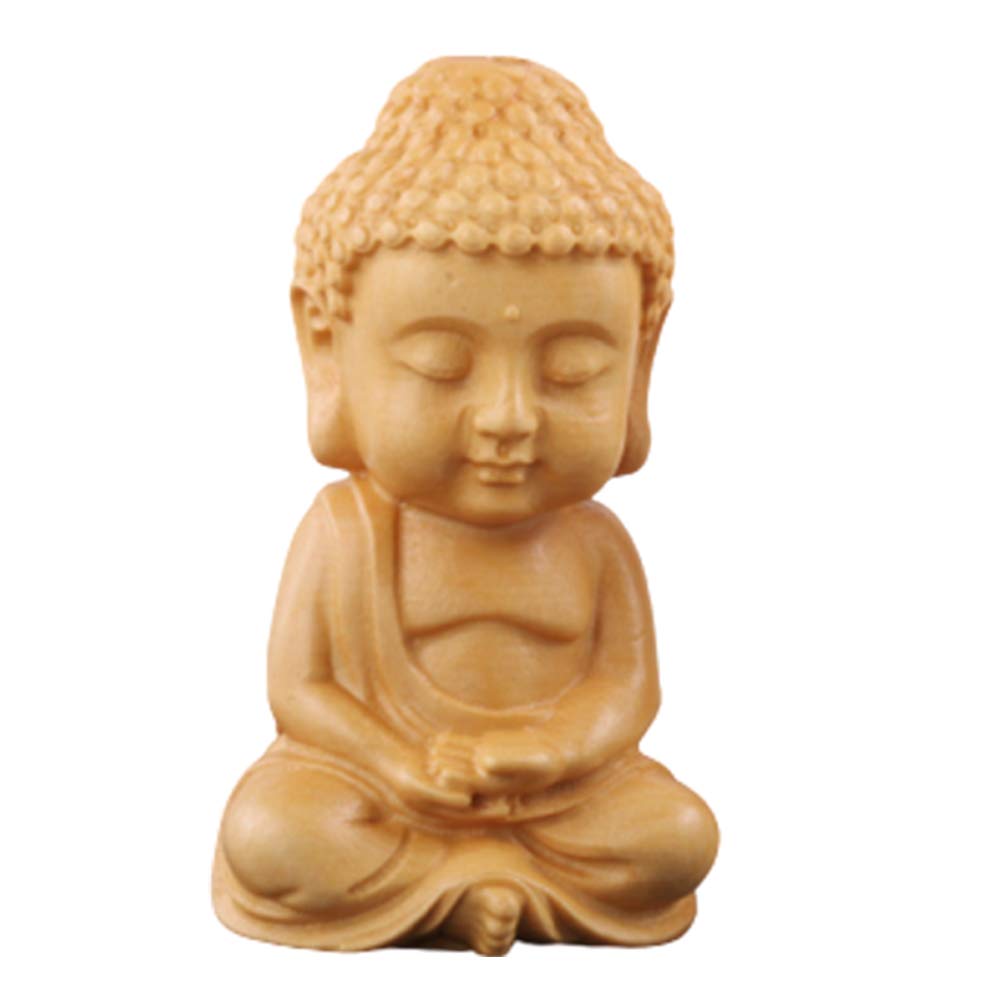 YSTJKD Buddha Figures Sculpture Buda De Madera Tallada a Mano Estatua De Buda De Meditación Pequeña Escultura De Buda Decorativo Sentado Decoración Interior del Interior del Coche En Casa 1 Pcs