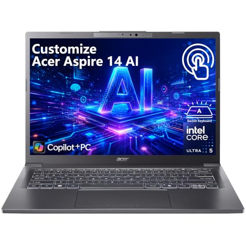 Image of Delca Customized Laptop Made with Acer Aspire 14 AI Portable Laptop | 14 inch WUXGA Matte Touch | Intel 8-core Ultra 5 226V (Up to 40 NPU Tops - Up to 53 GPU Tops) | 16GB DDR5 1TB /2TB /4TB SSD | Win 11