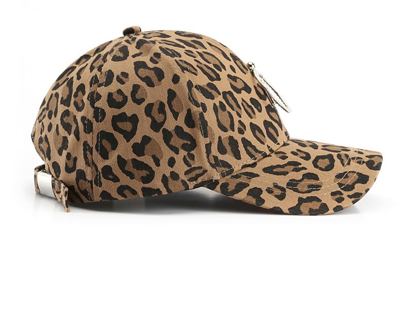 Image of Baseball Hat with Leopard Pattern for Women Adjustable Dad Hat Unconstructed Plain Cap Outdoor Peaked Cap