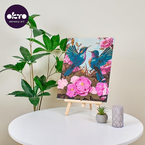 Okto - Wood and Craft - Flowers - Freedom - Set for Creativity and Decoration - 3D Sensory Art - Safe Mess Free Air Dry - Frame Size 21 x 21 cm - 10012 by OKTO - Image 8