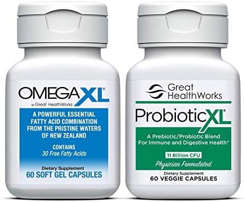 Amazon.com: Combo 2 unidades OmegaXL 60 unidades Omega 3 libre de ácidos  grasos, ultra eficaz alivio del dolor natural Suplemento + ProbioticXL 60  conteos Probiótico y Prebiótico Mezcla Suplemento diario con 11