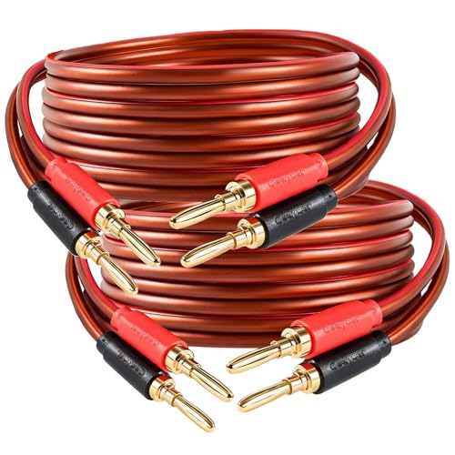 Image of Speaker Wire with Banana Plugs,14 Gauge Speaker Cables, Oxygen-Free Copper(OFC),2 Pack /10Feet