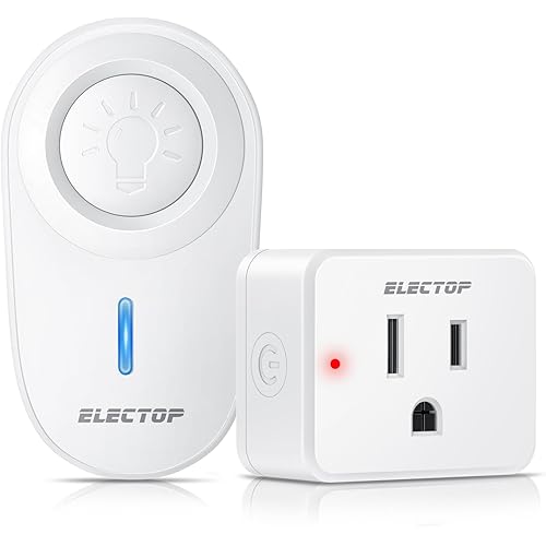 Remote Control Outlet, ELECTOP 15A/1500W Wireless Wall Mounted Power Switch, 2 Channel Wall Switch, 656ft Control Range for Indoor Lamps and Home Appliances, No Hub Required, 10A/1100W, White