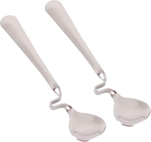 BESTonZON Cucharas de miel multifuncionales para mezclar café con leche, cucharadita de acero inoxidable con mango curvo, 2 unidades