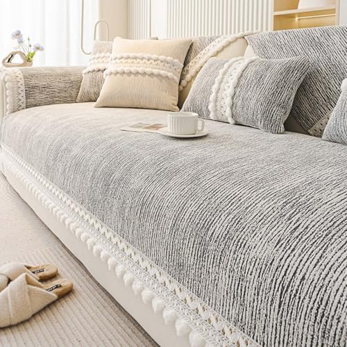 IJNBHU Mantas Cubre Sofa Cubre Sofa Tela Colcha para Sofás de 1 2 3 o 4 Plazas Seccional en Forma de U y L,Dark Gray,90 * 160cm