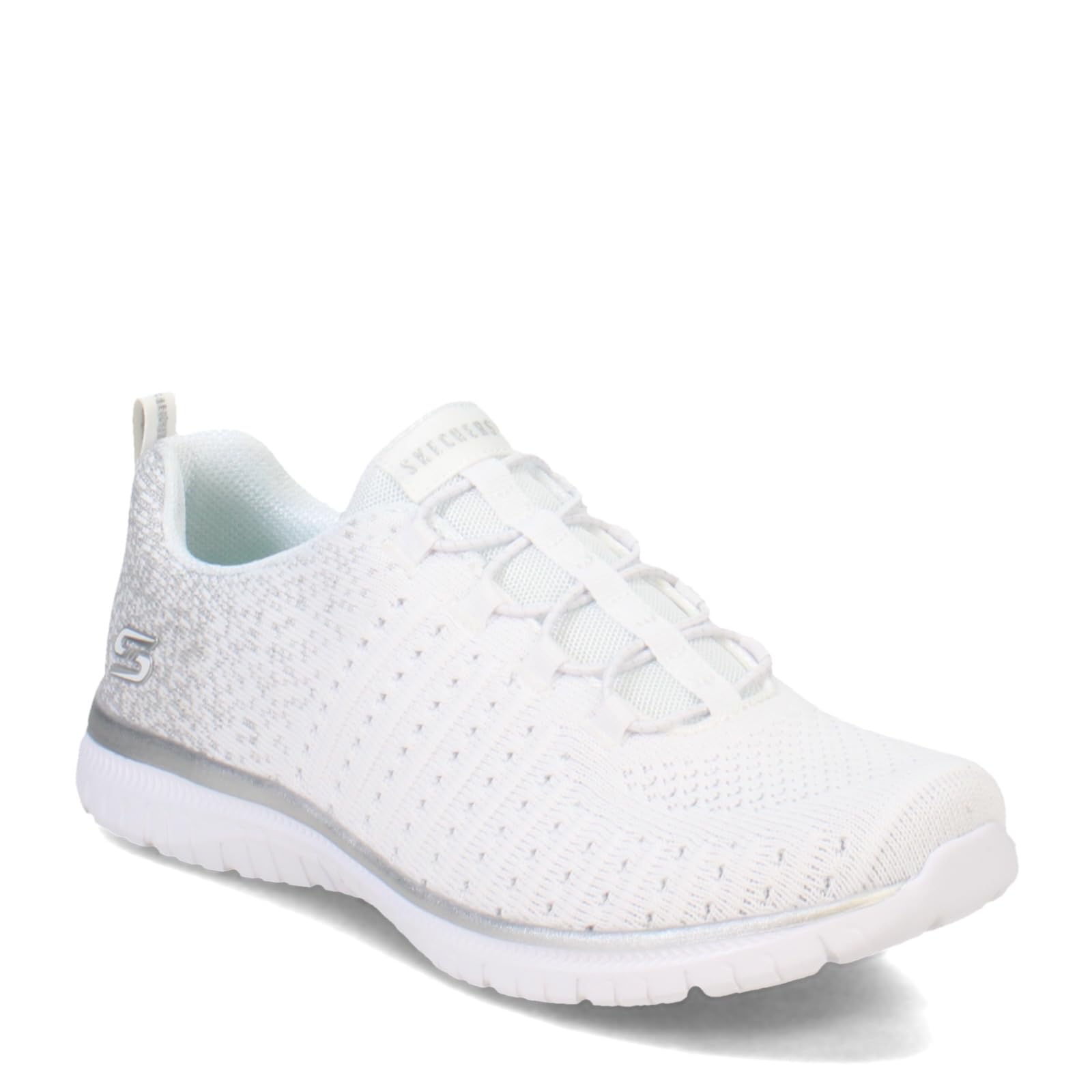 Skechers Women's Virtue-Lucent Sneaker, White/Silver=WSL, 2 UK