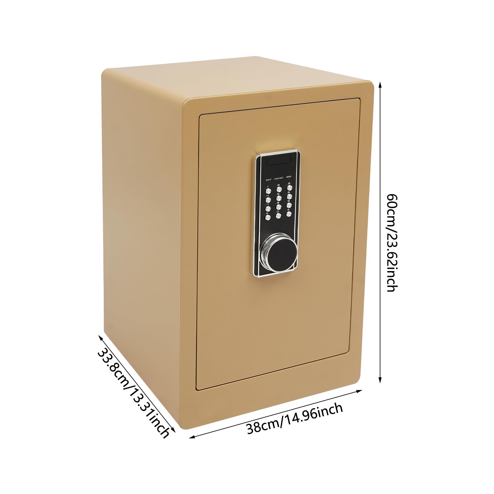 Cassaforte per mobili da 60 cm, per la casa, ignifuga, impermeabile, con serratura a combinazione e chiavi, cassaforte da parete per ufficio, cassaforte per oggetti di valore, design nero e