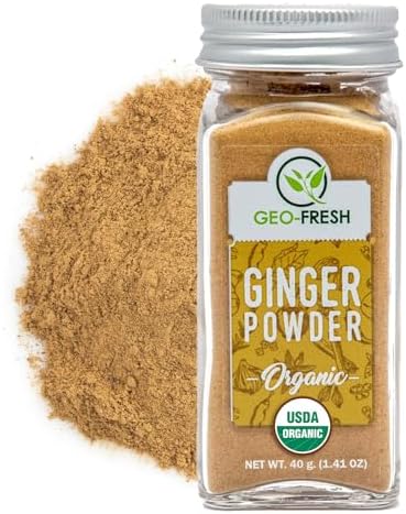 Geo-Fresh Organic Ginger Powder 1.4 oz - Ground Ginger Powder Organic Raw - USDA Certified, Non-GMO, Kosher, Gluten-Free - Premium Spice and Seasoning for Cooking & Baking