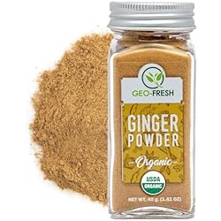 Geo-Fresh Organic Ginger Powder 1.4 oz - Ground Ginger Powder Organic Raw - USDA Certified, Non-GMO, Kosher, Gluten-Free - Premium Spice and Seasoning for Cooking & Baking