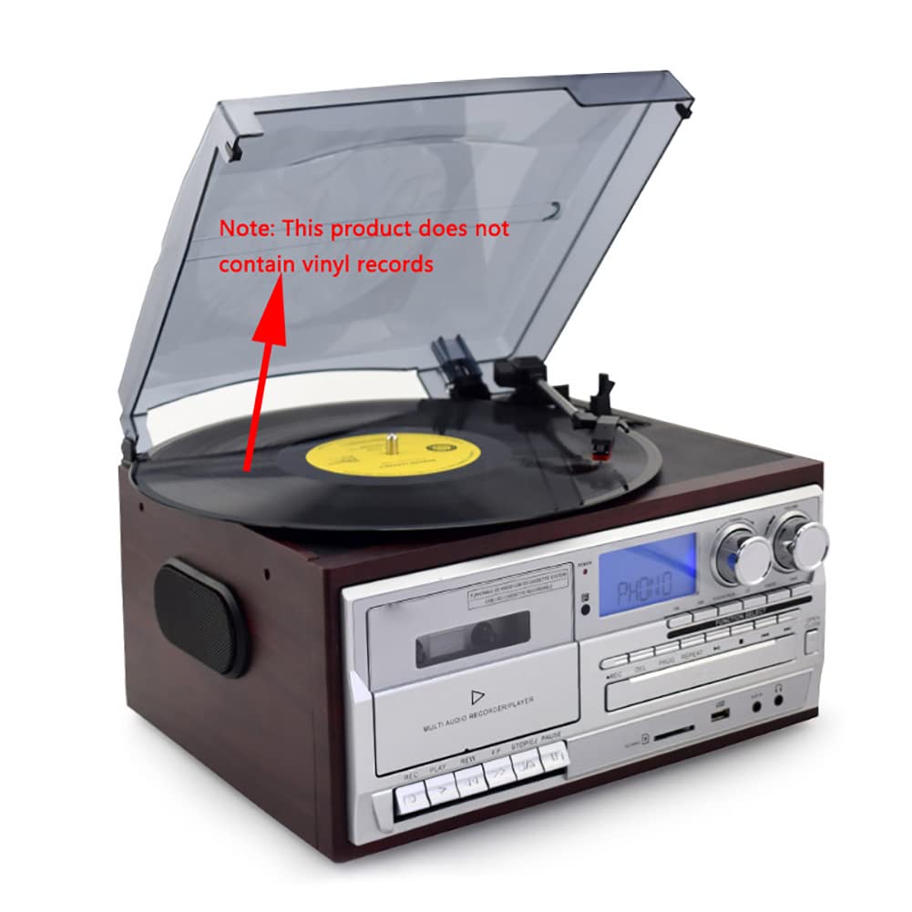 Giradischi multifunzione con lettore CD, radio, slot per cassette, registrazione USB/SD, telecomando e sistema di trasmissione a cinghia