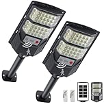 YACAISI Solar Lights Outdoor Waterproof, 8500K Solar Street Lighting Outside, LED Dusk to Dawn Flood Light with Motion Sensor and Remote Control Security Lamp for Parking Driveway Lot 2-Pack