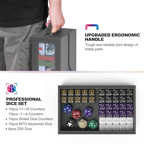 Image of UAONO MTG Deck Box, 6-Deck Modular Commander Deck Box with Extra Dice Set | Hold 600+ Double-sleeved Cards, Modular Deck Box with 35PT Magnetic Card Holder for Magic the Gathering Multicolor Limited