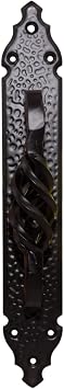 Fiesta Brands 11 Inch Door Pull Black Gate Handle Antique Rustic Hardware Twisted Birdcage Barn Door Handle, Heavy Duty Black Long Plate for Closet,Gate,Shed Door,Window,Fence,Garage